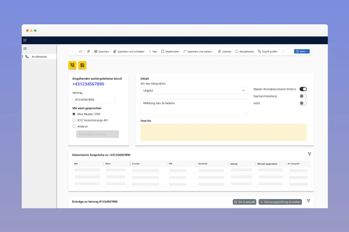 Beispiel für die Integration einer Telefonanlage in Dynamics CRM - Anrufmonitor mit Kundendaten